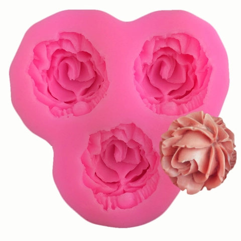 3 Mulden Rosenblüte Silikon Fondantform Für Tortendekoration DIY Backwerkzeug Schokolade Süßigkeiten Handgemachte Seifenform