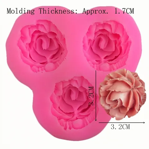 3 Mulden Rosenblüte Silikon Fondantform Für Tortendekoration DIY Backwerkzeug Schokolade Süßigkeiten Handgemachte Seifenform