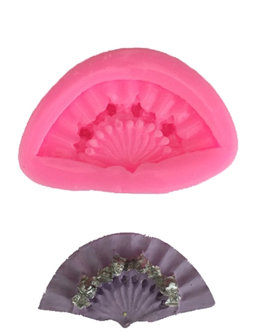 Waaiervormige Siliconen Vorm Voor Fondant Taart Decoratie DIY Bakgereedschap Roze Vouwwaaier Vorm