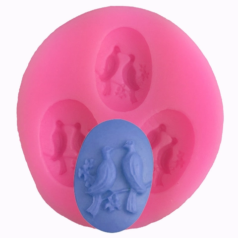 Stampo in Silicone per Fondente con Rilievo Uccello e Ramo Decorazione Torta Cioccolato Fai da Te Cottura Rosa