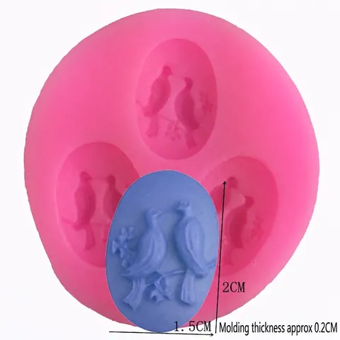 Stampo in Silicone per Fondente con Rilievo Uccello e Ramo Decorazione Torta Cioccolato Fai da Te Cottura Rosa