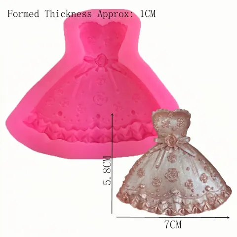 3D Hochzeitskleid Silikon Kuchenform Prinzessin Kleid Fondant Schokolade Seifenform Rosen Relief DIY Backwerkzeug