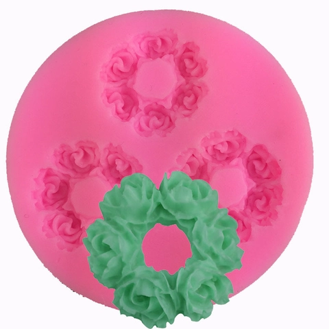 Stampo in Silicone a Forma di Ghirlanda di Rose 3D Per Decorazione Torte Uccello Fiore Cioccolato Fondente Strumento da Forno