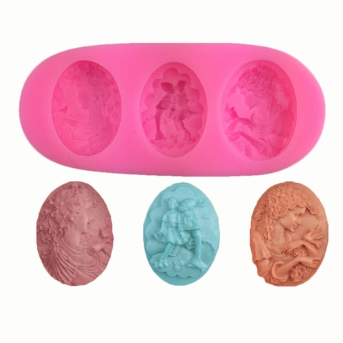 Vintage Female Relief Portrait Silicone Cake Mold Multi Cavity DIY Fondant Chocolate Candy Baking Tool For Kitchen Decor