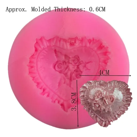 Stampo in Silicone per Torta Fondente a Forma di Cuore Rosa per Dolci Fai-da-te Budino Gelatina Cioccolato Pizzo