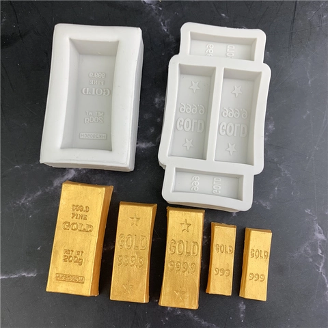 Stampo in Silicone a Forma di Lingotto d'Oro Per Fondente Torta Cioccolato Resina Epossidica Strumento Fai da Te Accessori Forno Grigio