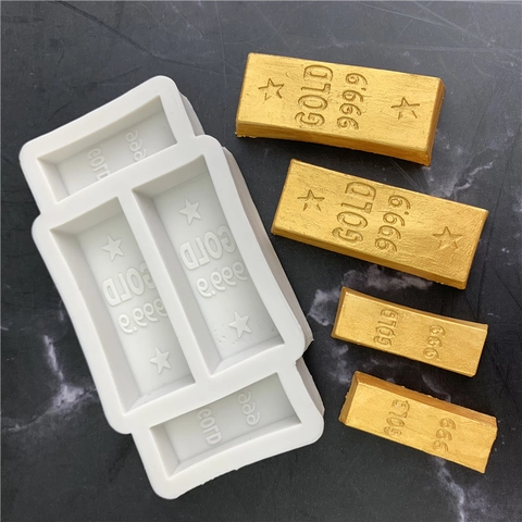 Stampo in Silicone a Forma di Lingotto d'Oro Per Fondente Torta Cioccolato Resina Epossidica Strumento Fai da Te Accessori Forno Grigio