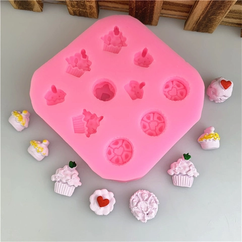 Molde de Silicona Corazón Cupcake Mini Postre Fondant Para Hornear DIY Arcilla Resina Decoración de Pasteles