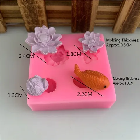 Moule en Silicone Lotus et Carpe pour Décoration de Gâteaux Fondant Outil de Pâtisserie Chocolat Savon Artisanal Rose