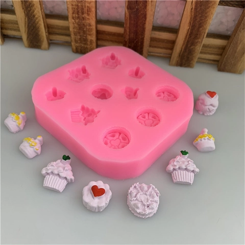 Molde de Silicona Corazón Cupcake Mini Postre Fondant Para Hornear DIY Arcilla Resina Decoración de Pasteles