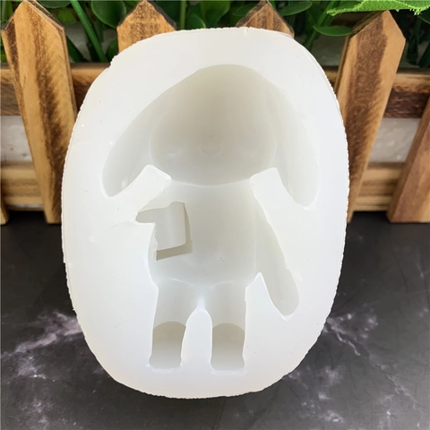 Cute Rabbit With Basket Silicone Mold DIY 3D Animal Shape For Soap Aromatherapy Plaster Resin Cake Baking Tools Decorative Craft Mold