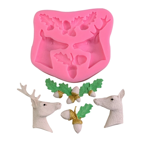 Weihnachten Elch Tannenzapfen Silikonform Für Fondant Schokolade Kuchen Rentier Blatt Form DIY Backwerkzeug Küchenzubehör