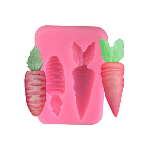 3D Carrot Silicone Mold 2 Cavity Food Grade Fondant Chocolate Mold For DIY Cake Decoration Baking Sugar Craft Pink