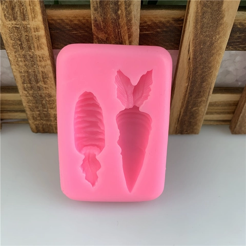 3D Carrot Silicone Mold 2 Cavity Food Grade Fondant Chocolate Mold For DIY Cake Decoration Baking Sugar Craft Pink