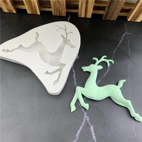 Stampo in Silicone a Forma di Renna di Natale per Fondente Cioccolato DIY Artigianato in Resina Strumento da Forno 3D Decorazione Torte