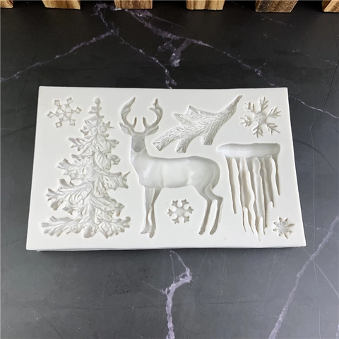 Weihnachten Rentier Zeder Schneeflocke Eiszapfen Silikonform Für Fondant Schokolade Backen Dekorieren DIY Gips Harz Werkzeug