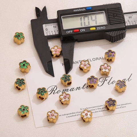 Ciondoli a Fiore in Acciaio Inossidabile Perline per Creazione Gioielli DIY Con Ciondolo Floreale in Smalto Strass per Bracciale Collana