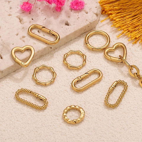 Stainless Steel Heart Round Spring Clasp Connectors For DIY Jewelry Making Bag Charms Minimalist Jewelry Findings For Women Men