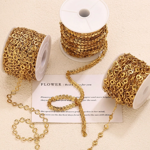 Minimalist Stainless Steel DIY Chain For Jewelry Making Gold Silver Flower Star Geometric Link Bracelet Necklace Supplies