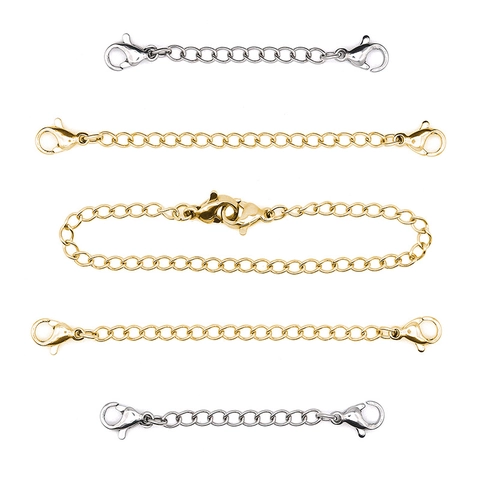 Stainless Steel Extension Chain With Lobster Clasp DIY Necklace Bracelet Extender Gold Silver Plated Jewelry Making