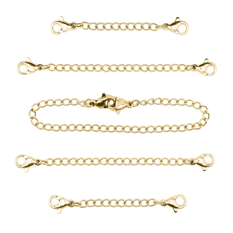 Stainless Steel Extension Chain With Lobster Clasp DIY Necklace Bracelet Extender Gold Silver Plated Jewelry Making