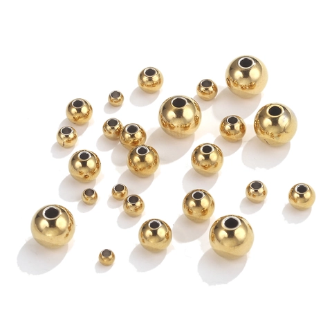 Polished Stainless Steel Loose Beads Round Drilled Spacer Beads For DIY Jewelry Making Necklace Bracelet Accessories