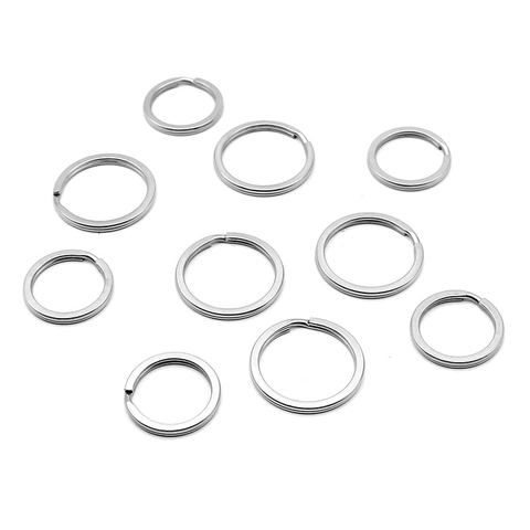 Anneau Porte-clés Plat en Acier Inoxydable 304 Argent Métal Boucle Pour Accessoires de Création de Bijoux DIY Poli Durable
