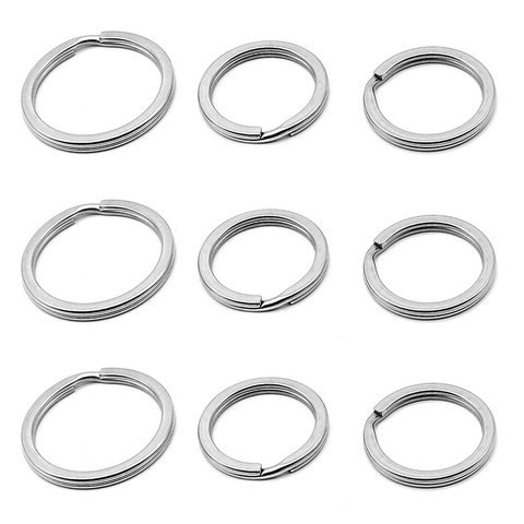 Anneau Porte-clés Plat en Acier Inoxydable 304 Argent Métal Boucle Pour Accessoires de Création de Bijoux DIY Poli Durable