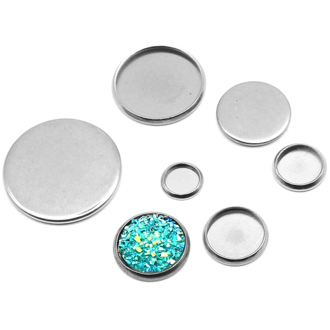 Acciaio Inossidabile Tondo Cabochon Castone Vassoio Fai Da Te Gioielli Base Lunetta Grezzo Per Pendente Bracciale Artigianato