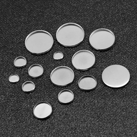 Acciaio Inossidabile Tondo Cabochon Castone Vassoio Fai Da Te Gioielli Base Lunetta Grezzo Per Pendente Bracciale Artigianato