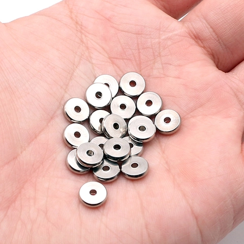 Stainless Steel Abacus Spacer Beads Flat Round Wheel Beads For DIY Jewelry Making Bracelet Necklace Materials Jewelry Findings