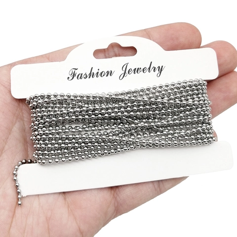 Roestvrijstalen Ball Chain Zilveren Kralen Ketting Voor DIY Sieraden Maken Kettingen Hondentags Gordijn Accessoires