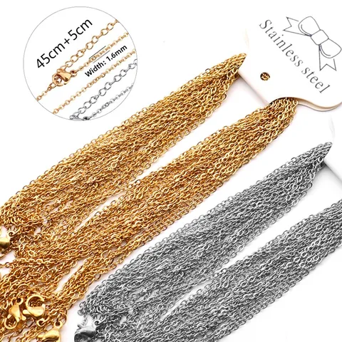 Minimalistische Edelstahl O-Link Flache Kreuzkette Halskette Echtes Gold Plattiert Schlüsselbeinkette Mit Verlängerung DIY Schmuck