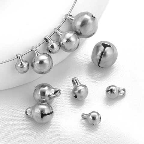 Edelstahl Rund Kugel Glocke Anhänger Für Schmuckherstellung DIY Handwerk Metallischer Glanz Glocken Für Haustierhalsband Weihnachten Dekor