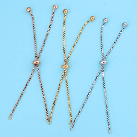 Ανοξείδωτη DIY Αλυσίδα Βραχιολιού Bolo για Γυναίκες Μινιμαλιστική Αλυσίδα Box Ρυθμιζόμενο Κούμπωμα Slider Εξάρτημα Κοσμήματος