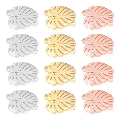 Stainless Steel Monstera Leaf Pendant DIY Jewelry Connector For Necklace Bracelet Making Hollow Plant Leaf Charm Accessory