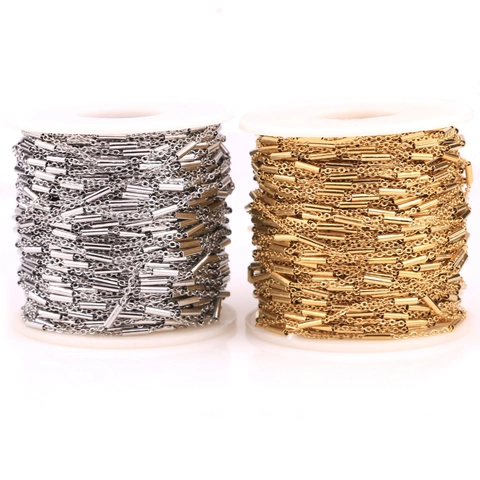 Cadena de Acero Inoxidable con Eslabón de Tubo Para Creación de Joyas DIY Collares Pulseras Accesorios Artesanía Metálica