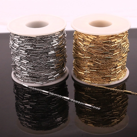 Cadena de Acero Inoxidable con Eslabón de Tubo Para Creación de Joyas DIY Collares Pulseras Accesorios Artesanía Metálica