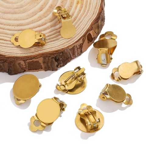 Stainless Steel Round Flat Ear Clip Converter Base DIY Jewelry Finding Components For Non-Pierced Ears Gold Silver Plated Handmade Earring Making Supplies