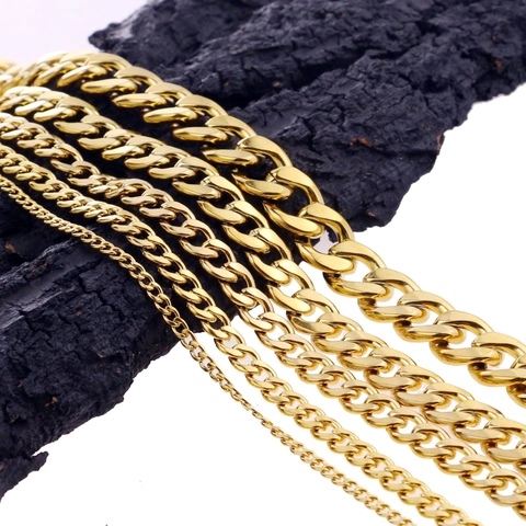 Stainless Steel Cuban Link Necklace For Men Women Hip Hop Punk Gold Black Silver Curb Chain Jewelry For Party Everyday