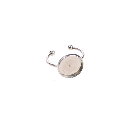 Base de Bague DIY en Acier Inoxydable Plateau Rond Réglable pour Bijoux en Verre Résine Accessoires Artisanaux