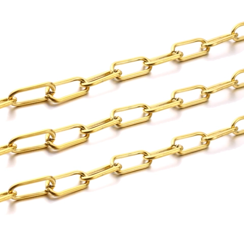 Stainless Steel Paperclip Chain Oval Links Rectangular Decorative Chain For DIY Necklace Bracelet Making Jewelry Findings