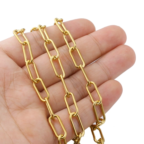 Stainless Steel Paperclip Chain Oval Links Rectangular Decorative Chain For DIY Necklace Bracelet Making Jewelry Findings