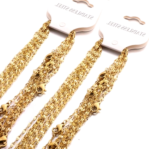 Stainless Steel Water Wave Lip Chain Necklace Accessory Women 18K Gold Plated Lobster Clasp DIY Jewelry Making Base Chain