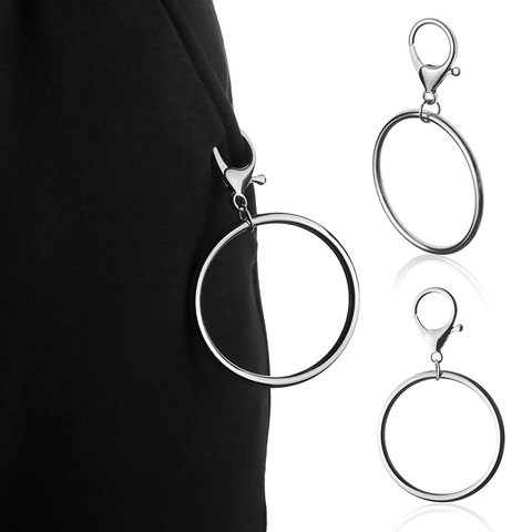 Punk Hip Hop Catena per Pantaloni in Metallo Circolare Argento Lega Cintura per Jeans Pendente per Borsa Accessorio