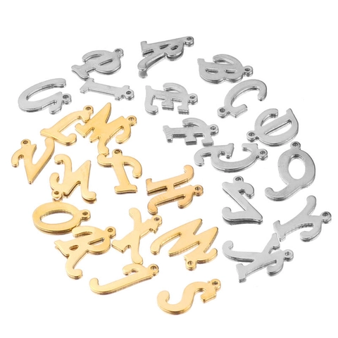 Stainless Steel English Alphabet Letter A-Z Pendants DIY Jewelry Accessories For Necklace Bracelet Gold Silver Tone Charms