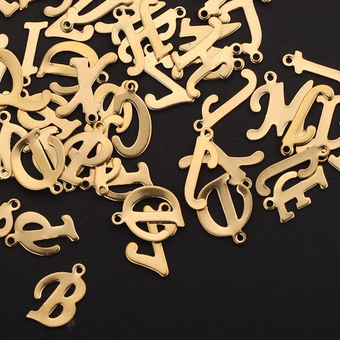 Stainless Steel English Alphabet Letter A-Z Pendants DIY Jewelry Accessories For Necklace Bracelet Gold Silver Tone Charms