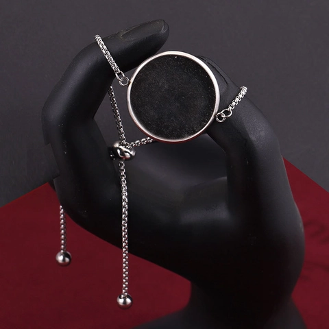 Bracciale Regolabile in Acciaio Inossidabile Base per Cabochon Cornice Vuota Catena Bolo a Coulisse per Creazione Gioielli