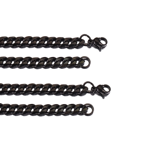 Stainless Steel Cuban Link Curb Chain Necklace Bracelet For Men Women Hip Hop Minimalist Polished Flat Jewelry Fashion Accessory