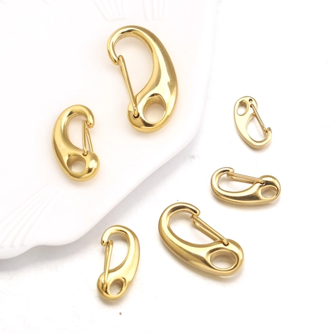 Polished Stainless Steel Lobster Clasp D-Buckle Carabiner DIY Jewelry Connectors For Necklace Bracelet Keychain Findings Women Men